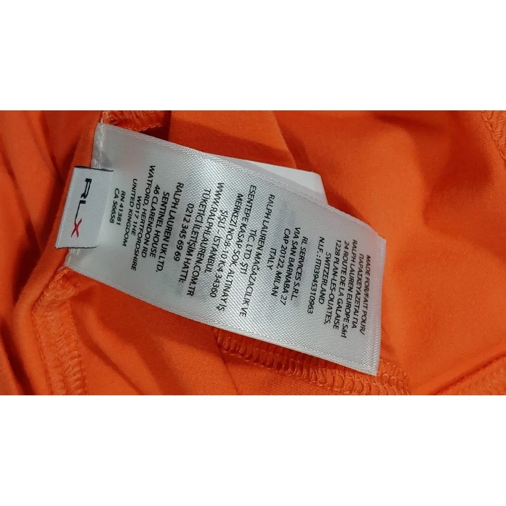 RLX Ralph Lauren Mens Orange 1/4 Zip Performance Golf Pullover Active Fit Size S